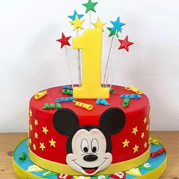 Mickey Mouse First Birthday Fondant Cake