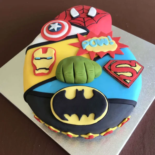 Super Heroes Fondant Theme Cake